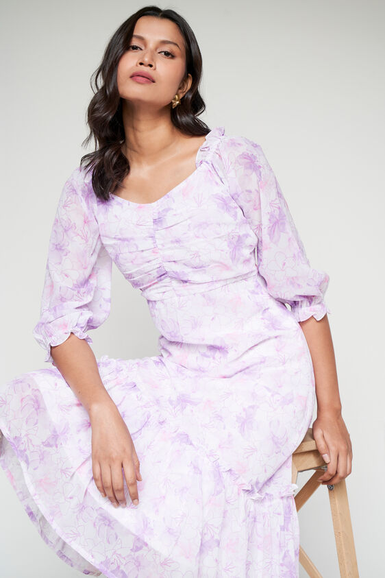 Lilac Floral Dress, White, image 1
